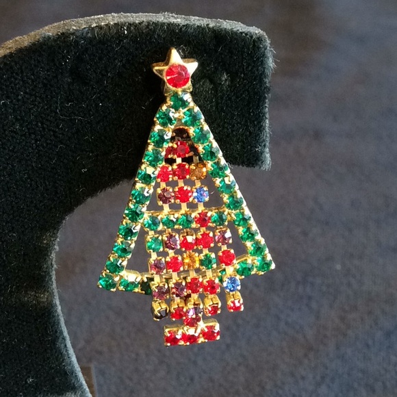 Vintage New Christmas Tree Trembler Earrings - Picture 2 of 4